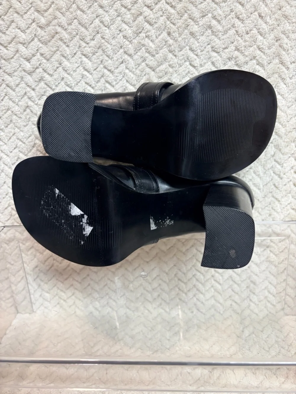 Vtg 90s SKECHERS Womens 6 Chunky Platform Loafers Buckle Black‎ Faux Leather Y2K